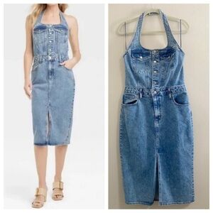 Universal Thread Denim Halter Midi Dress Size 10